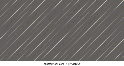 Luxury grey background with golden diagonal lines. Seamless pattern. Vector illustration