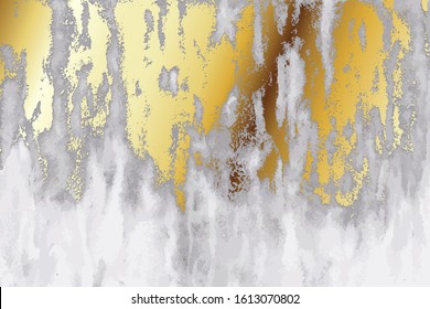 Luxury grey watercolor and gold texture background. Abstract hand drawn art.  