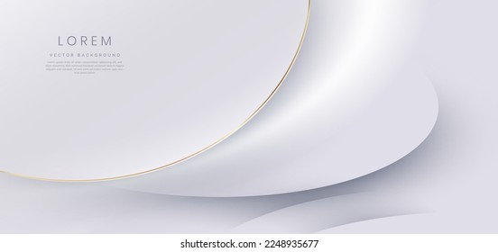 Luxury grey and white curved lines background with golden line and lighting effect sparkle. You can use for ad, poster, template, business presentation. Vector illustration