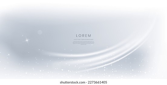 Luxury grey and white curved lines background with golden line and lighting effect sparkle. You can use for ad, poster, template, business presentation. Vector illustration