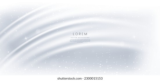 Luxury grey and white curved lines background and lighting effect sparkle. You can use for ad, poster, template, business presentation. Vector illustration