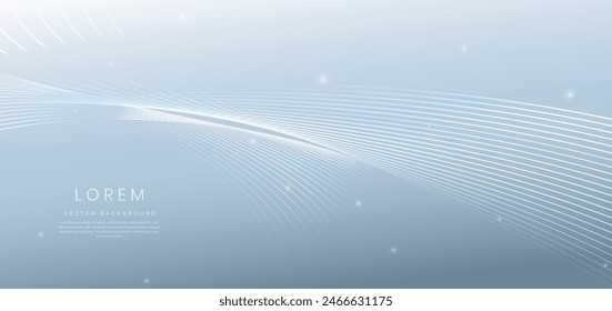 Luxury grey and white curved lines background and lighting effect sparkle. You can use for ad, poster, template, business presentation. Vector illustration