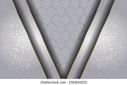 luxury grey white with line gold background