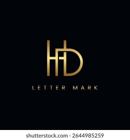 Luxuriöses H- und D-Monogramm-Logo-Design - goldener Farbverlauf, Premium-Branding-Symbol.