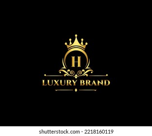 Luxury H Letter Initial with Royal Template.elegant with crown logo vector, Creative Lettering Logo Vector Illustration.