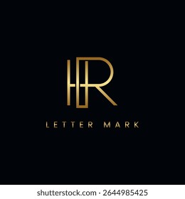 Luxury H and R Monogram Logo Design – Golden Gradient Lettermark, Premium Branding Icon.