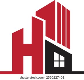 Luxury H Real Estate logo design. Letters H House logo vectors. Creative H house Building logo design. Modern icon template. Simple H logo vectors royalty free download. Home icon design.