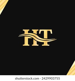 Luxury H T Letter creative logo template, serif typography vector of company initial name monogram Logotype.