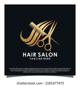 Luxury hair salon logo design Premium Vector