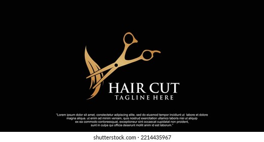 Luxury hair salon logo design premium vector