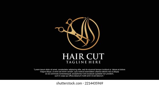 Luxury hair salon logo design premium vector