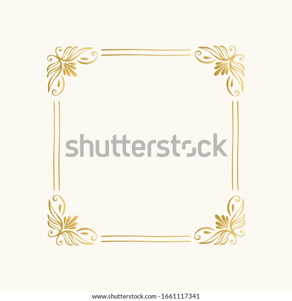 Luxury hand drawn borders. Squared golden\
frame. Vector\
illustration.