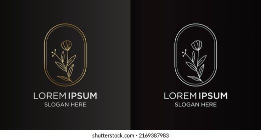luxury hand drawn floral decoration design logo