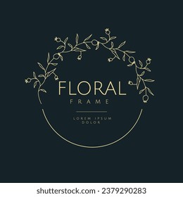 Marco floral de lujo a mano. Elegante corona vintage. Ilustración vectorial para etiqueta, identidad corporativa, logotipo, marca, invitación a boda, tarjeta de saludo, guardar la fecha