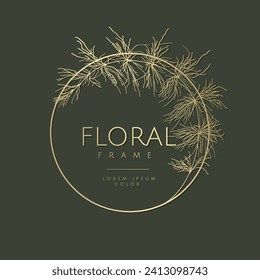 Marco floral de lujo a mano. Elegante corona vintage. Ilustración vectorial para etiqueta, identidad corporativa, logotipo, marca, invitación a boda, tarjeta de saludo, guardar la fecha