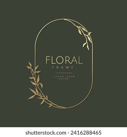 Marco floral de lujo a mano. Elegante corona vintage. Ilustración vectorial para etiqueta, identidad corporativa, logotipo, marca, invitación a boda, tarjeta de saludo, guardar la fecha