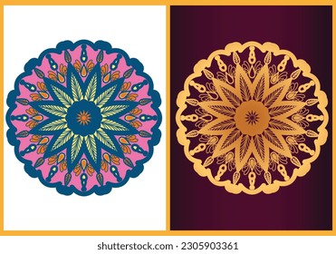 Fondo vectorial de lujo dibujado a mano. Ornamento de mandala étnica, diseño de elementos redondos decorativos de marco