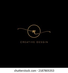 Luxury handwriting letter N logo design vector template.