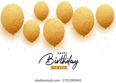 luxury happy birthday background with golden balloons 