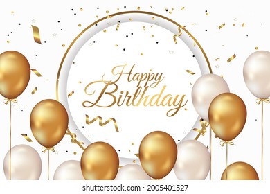 luxury happy birthday greeting template with balloon