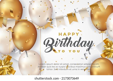 Luxury Happy Birthday Greeting Template Balloon Stock Vector (Royalty ...