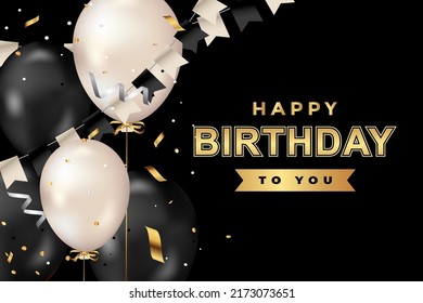 Luxury Happy Birthday Greeting Template Balloon Stock Vector (Royalty ...