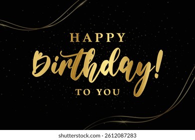 luxury happy birthday greeting template with balloon, birthday flag and glitter