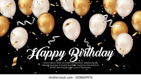 Luxury Happy birthday to you background with realistic balloons