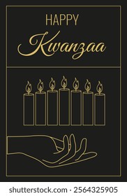 Luxury Happy Kwanzaa greeting poster cover template design. Typography overlay Kwanzaa brochure cover. Perfect African New Year theme. Vector illustration. EPS 10