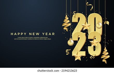 Luxury Happy New Year 2023 Gold Stock Vector (royalty Free) 2194213623 