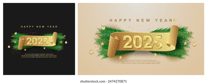 Luxury happy new year 2025. luxury set background