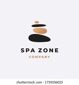 Luxury harmony spa zone logo template for spa salon with the balancing stones in minimalism style on light background