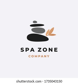 Luxury harmony spa zone logo template for spa salon with the balancing stones in minimalism style on light background