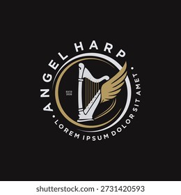 Luxus Harfe Logo Design Vektor