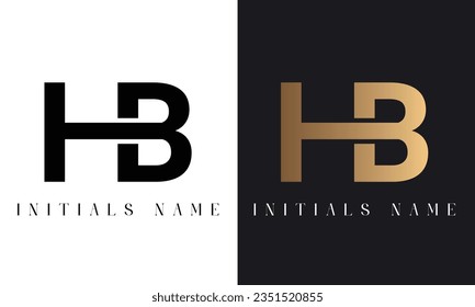 Diseño del logotipo de la carta de texto inicial del monograma HB o BH de lujo