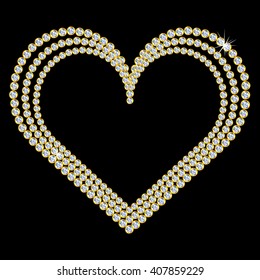 Luxury heart-shaped diamond frame. Vector illustration for your graphic design.