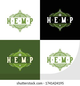 luxury hemp and cannabis vector logo