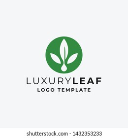 Luxury Hemp Leaf with Oil drop. Cannabis Logo Template or Tea Logo Template
