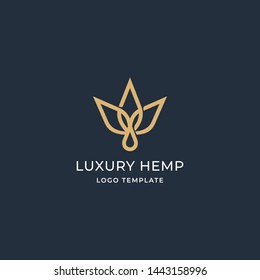 Luxury Hemp Leaf With Oil Drop. Cannabis Logo Template