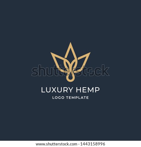 Luxury Hemp Leaf with Oil Drop. Cannabis Logo Template