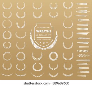 Luxury Heraldic Crests Logo Element Set. Vintage laurel wreaths icons