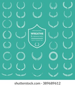 Luxury Heraldic Crests Logo Element Set. Vintage laurel wreaths icons