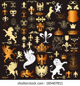 Luxury heraldic elements for  vintage heraldic design