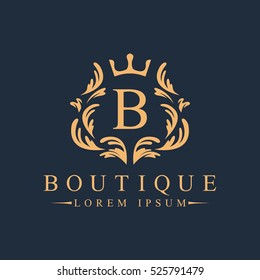 Luxury, Heraldic, Royal, Decoration, Boutique Logo. Interior Icon. Fashion, Jewelry, Beauty Salon, Hotel Logo.  Cosmetics, Spa Logo. Resort and Restaurant Logo. Crow Icon.