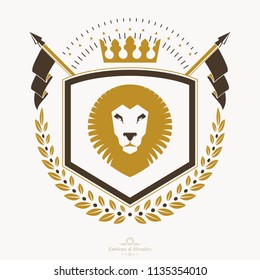 Luxury heraldic vector emblem template. Vector blazon.
