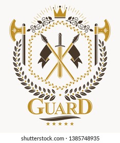 Luxury heraldic vector emblem template. Vector blazon.