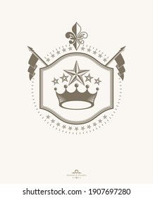 Luxury heraldic vector emblem template. Vector blazon.