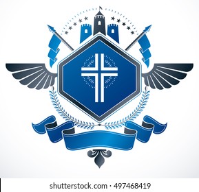 Luxury heraldic vector emblem template. Vector blazon.