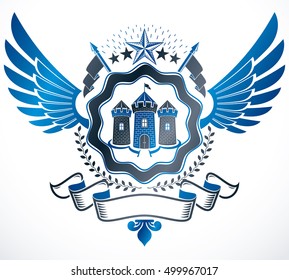 Luxury heraldic vector emblem template. Vector blazon.