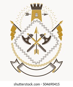 Luxury heraldic vector emblem template. Vector blazon.